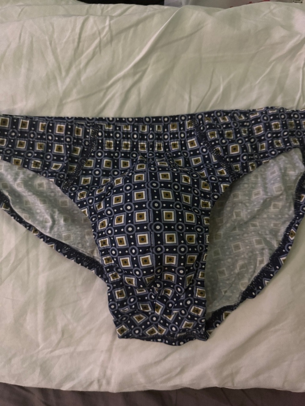 PGA Tour Men's Briefs in Navy Blue, White & Gold Geometric Print